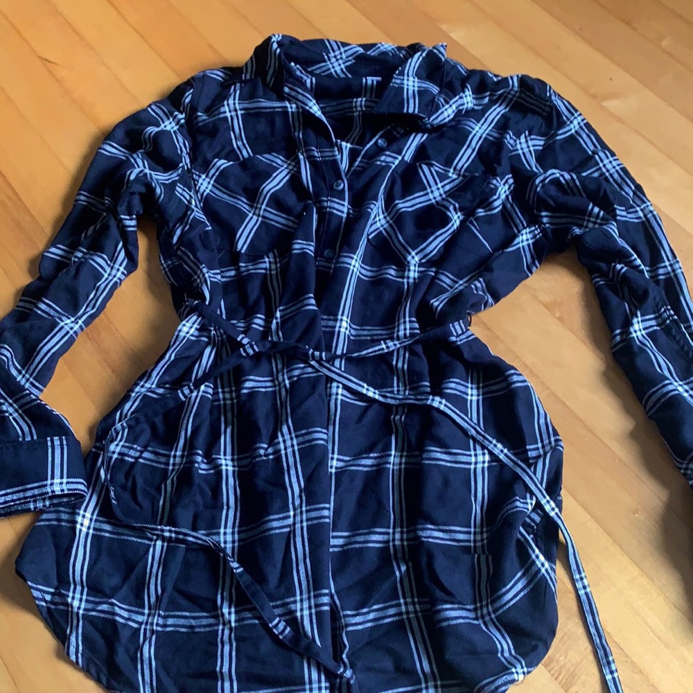 Long sleeve button-down belted maternity shirt Isabel Maternity